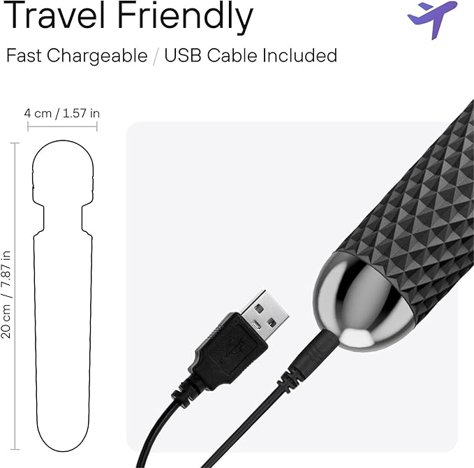 bed geek Handheld Cordless Personal Wand Massager – Waterproof, USB Rechargeable, 20 Vibration Patterns, 8 Speeds, Memory Feature, Skin-Soft Silicone for Ultimate Relaxation Tool (Black)