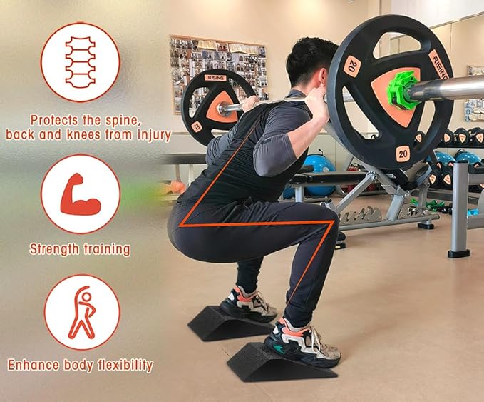 UNMERA Squat Wedge Block 2PCS Non Slip Professional Ramp, Platform for Heel Elevated Squats and Calf Raises