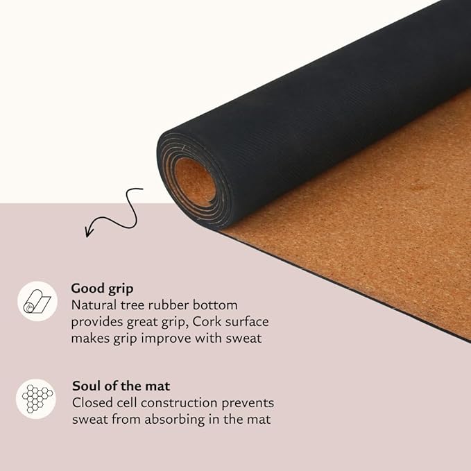 Shakti Warrior Cork Yoga Mat - Artist Designed, Premium Printed Eco-Friendly Non-Slip mat, Great for Regular & Hot Yoga, Pilates, Workouts 72 inch x 24 inch x 3mm Thick