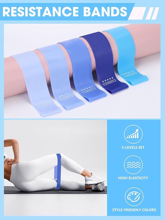 Pilates Ring Set for Home Workout, Pilates Essentials Kit for Women, [12'' Fitness Circle, Pilates Balls, Resistance Bands] Starter Set for Yoga, Exercise, Toning and Flexibility