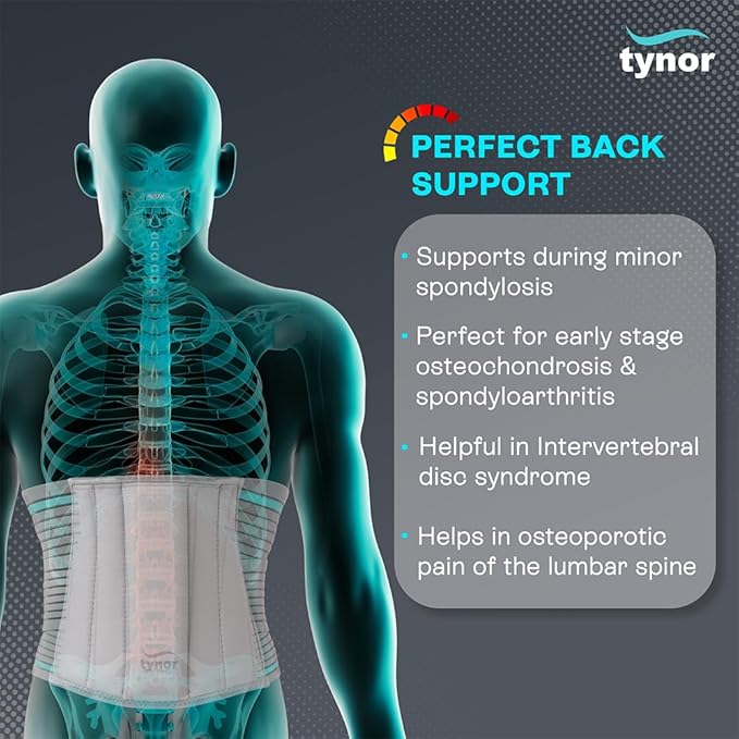 TYNOR Lumbar Support Belt Breathable Compression Lower Back Brace, Adjustable Waist Lumbar Support Brace for Men & Women, Herniated Disc, Sciatica, Back Pain & Heavy Lifting (Small, Grey)