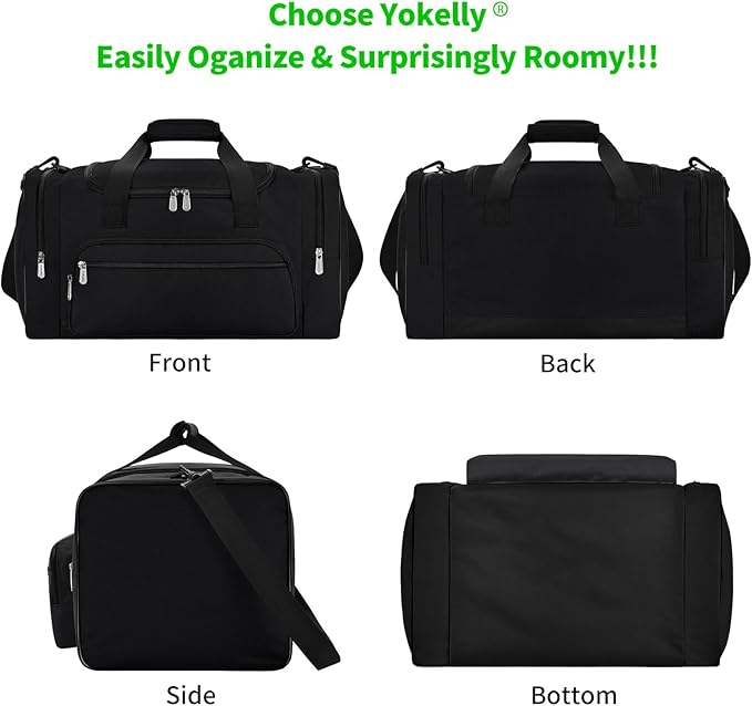 Gym Bag 22 inch Sport Duffle Bag for Men - 55L Weekender Duffel Bag for Travel - Black