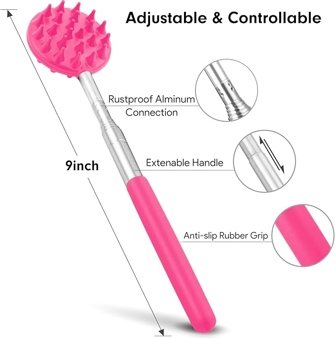 TUKUOS Telescoping Back Scratcher with 4Pcs Detachable Scratching Heads, Back Scratcher for Men/Women,Dual Sides Scratcher/Metal Paw/Rake Scratcher Christmas Gifts Stocking Stuffers for Women Men