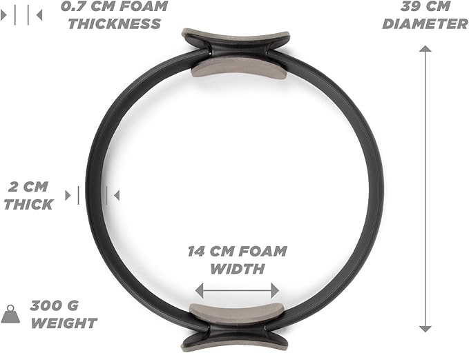 Phoenix Fitness Pilates Ring,Double Handle Exercise Circle Fitness Magic Circle Resistance Ring Dual Grip for Yoga Core Training,15 Inch