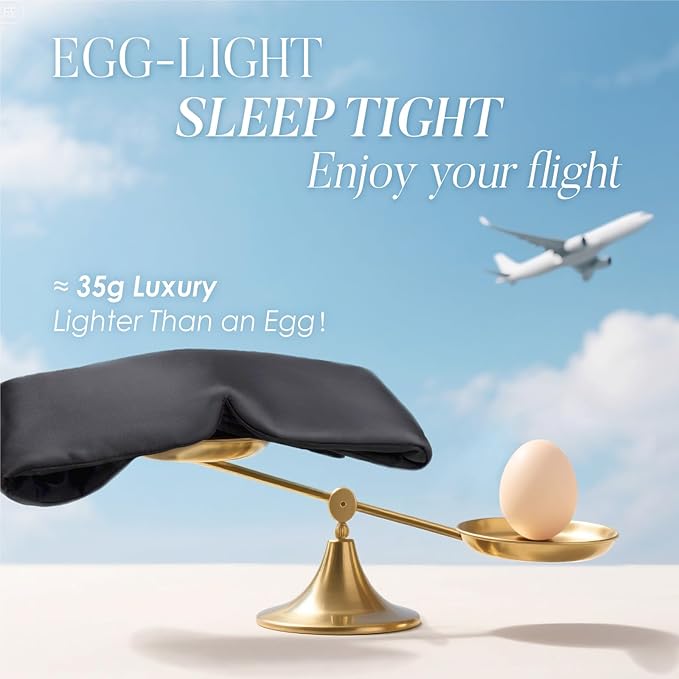 LULUSILK Reversible Mulberry Silk Sleep Mask for Women and Men, Adjustable Real Silk Eye Mask for Sleeping, Black, Pack of 1