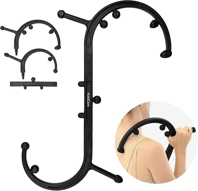 HuBDIC HubiCare Massage Stick, Trigger Point Cane, Body Deep Tissue, Handheld Back, Neck, Shoulder, Leg and Feet, Muscle Release Tool Self Massage Hook Cane for Women & Men (Black)