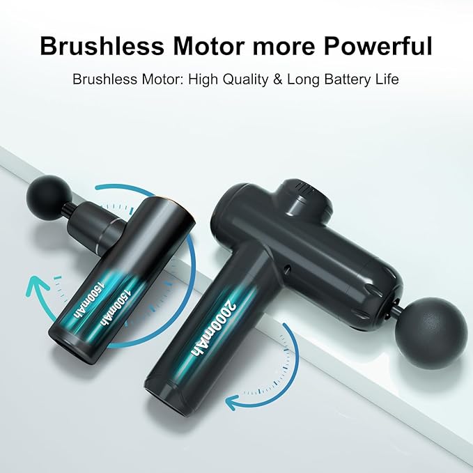 Massage Gun,Portable Handheld Deep Tissue Muscle Massager,Full-Metal Travel Massage Gun with 4 Speeds & 8 Massage Heads,for Office,Father, Mother(Black)