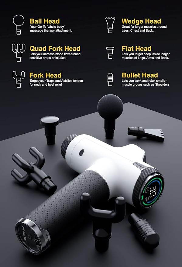 Fusion Black Pro Deep Tissue Massage Gun for Athletes - Percussion Muscle Massager for Pain Relief and Relaxation - Chiropractor Body Massager