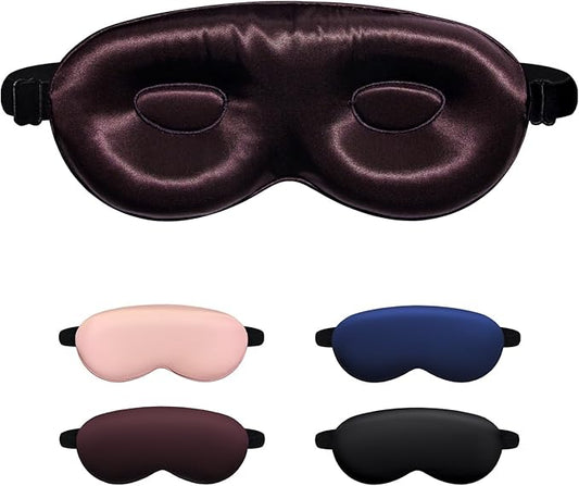 Luxury 22 Momme 100% Mulberry Silk Sleep Mask – 3D Eye Mask with Adjustable Strap, Gentle on Skin and Eyes, Provides Complete Light Blockage for Deep Sleep (Burgundy, Adjustable)
