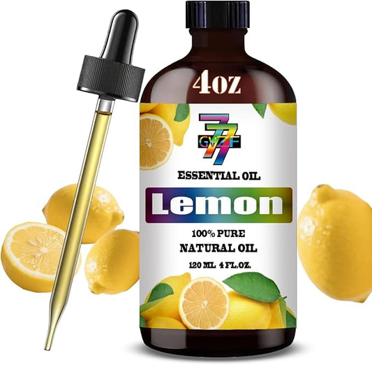 Lemon Essential Oil (4 oz/120 ml) — Lemon Oils for Aromatherapy, diffusers, humidifiers, Home fragrances, DIY Skincare, soap Making, DIY Candle, Relaxation, Yoga, and Meditation