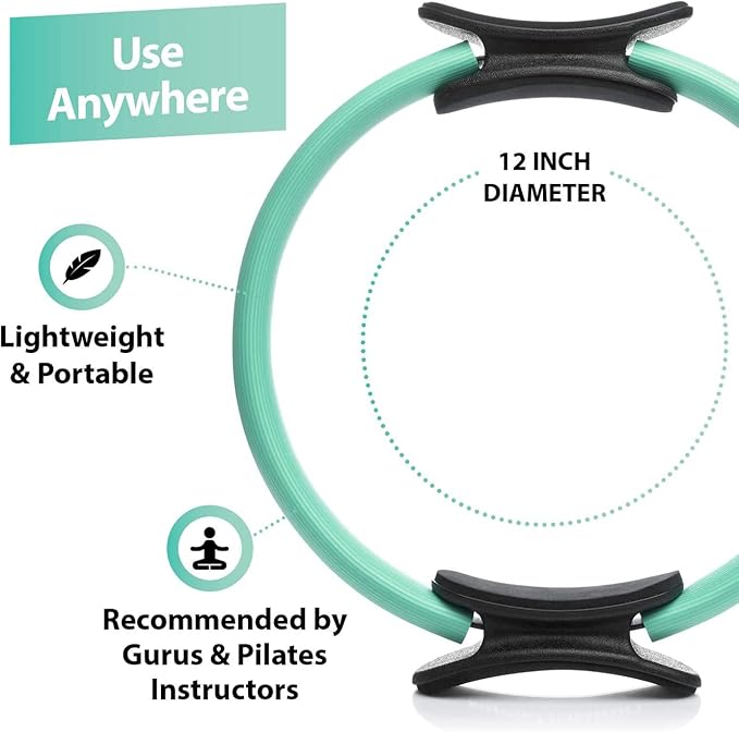 URBNFit Pilates Ring - 12" Magic Circle w/Dual Grip, Foam Pads for Inner Thigh Workout, Toning, Fitness & Pelvic Floor Exercise - Yoga Rings w/Bonus Exercise Guide