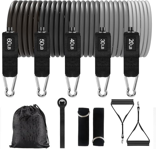 WHATAFIT Resistance Bands, Exercise Bands，Resistance Bands for Working Out, Work Out Bands with Handles for Men and Women Fitness, Strength Training Home Gym Equipment