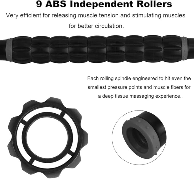 Yansyi Body Massage Roller Stick for Athletes - Release Myofascial Trigger Points Reduce Muscle Soreness Tightness Leg Cramps & Back Pain for Physical Therapy & Recovery (Gray)