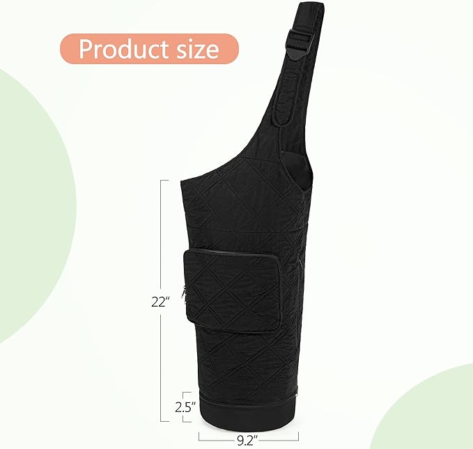 Yoga Mat Bag with Wet Pocket, Bottle Pocket and Mat Secure Straps, Yoga Mat Carrier Fits Most Size Mats (Bag Only), Black