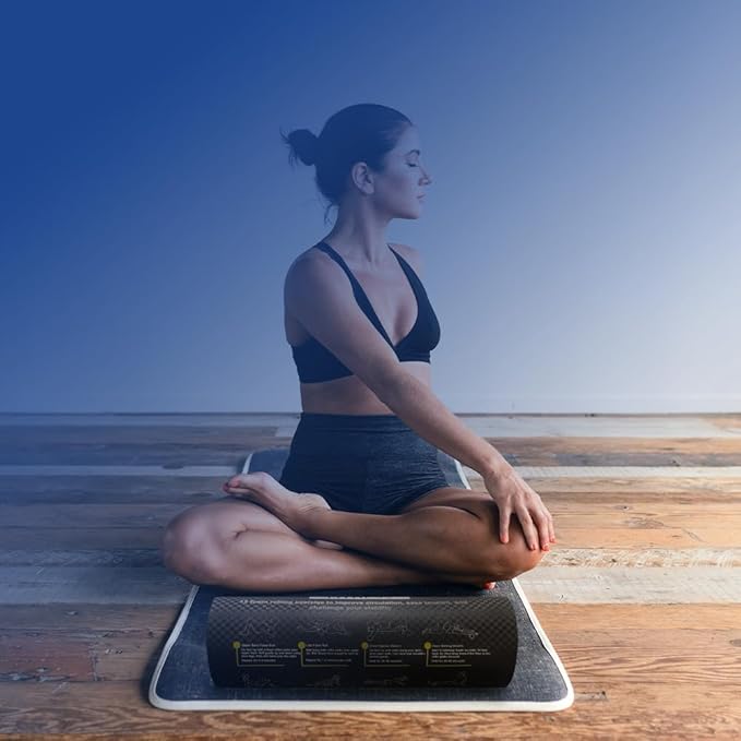 Fitness Foam Roller with Printed Exercises - 17''x 6'' Lightweight EPE/PE Exercise Roller Foam - Includes 12 Guided Stability, Mobility & Recovery Moves - Dual Color Instructional Design