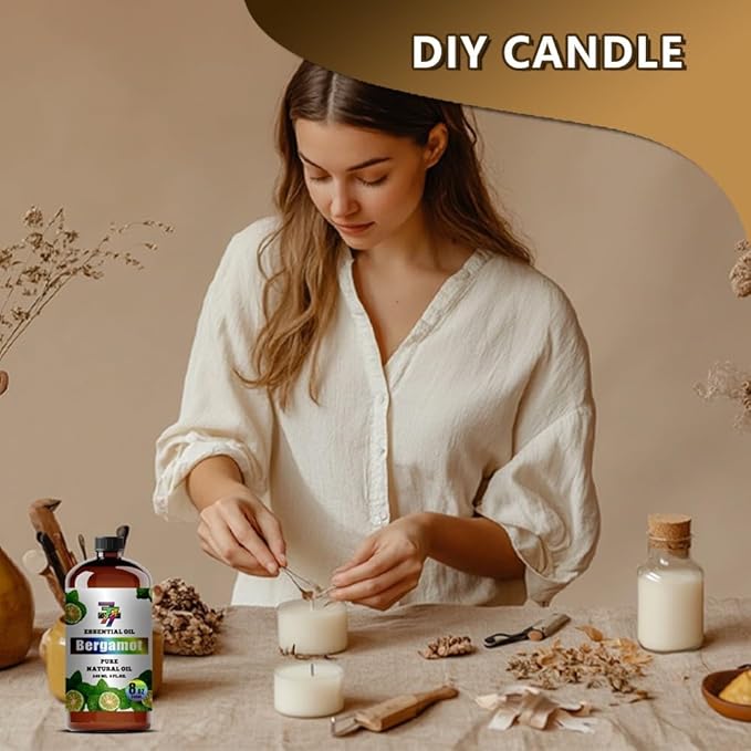 Bergamot Essential Oil (8 oz / 240 ml) – Bergamot Oils for diffusers, humidifiers, Home Baths, Cleaning Products, Yoga, DIY Soaps and DIY Scented Candles