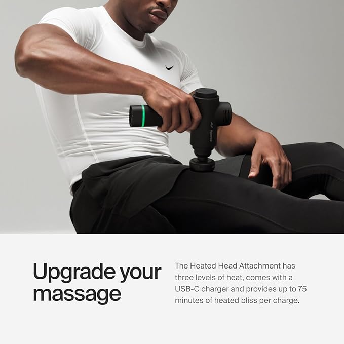 Hyperice |Hypervolt Go 2 Handheld Percussion Massage Gun Featuring Quiet Glide Technology, 3 Speeds, 2 Interchangeable Heads | Hypervolt Heated Head Attachment for All Hypervolt Models| Bundle