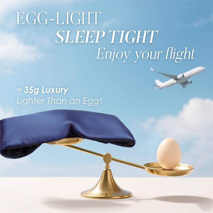 LULUSILK Reversible Mulberry Silk Sleep Mask for Women and Men, Adjustable Real Silk Eye Mask for Sleeping, Navy Blue and Black, Pack of 1