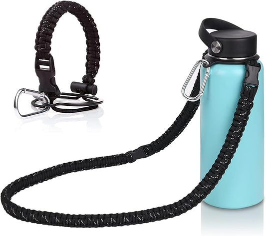 Wongeto Paracord Handle Carrier Holder with Shoulder Strap,Compatible with Hydro Flask Wide Mouth Water Bottles