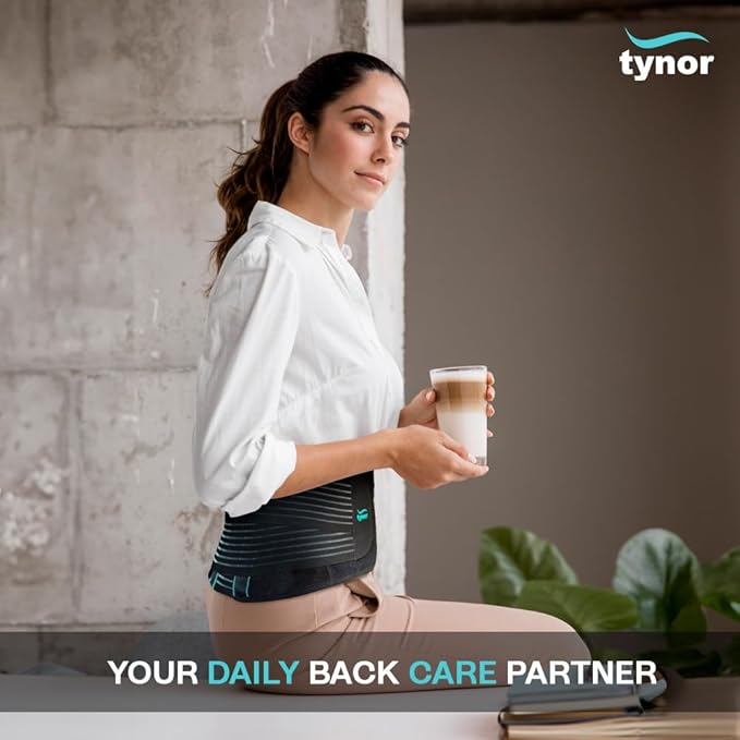 TYNOR Back Support Belt, Back Brace for Lower Back Pain,Breathable Lumbar Support Belt for Men & Women, Herniated Disc, Scoliosis & Lifting, Adjustable Straps with Lumbar Pad (Small, Premium Black)