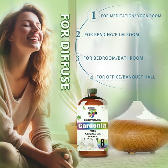 Gardenia Essential Oil (8 oz / 240 ml) – Gardenia Oils for diffusers, humidifiers, Home Baths, Cleaning Products, Yoga, DIY Soaps and DIY Scented Candles