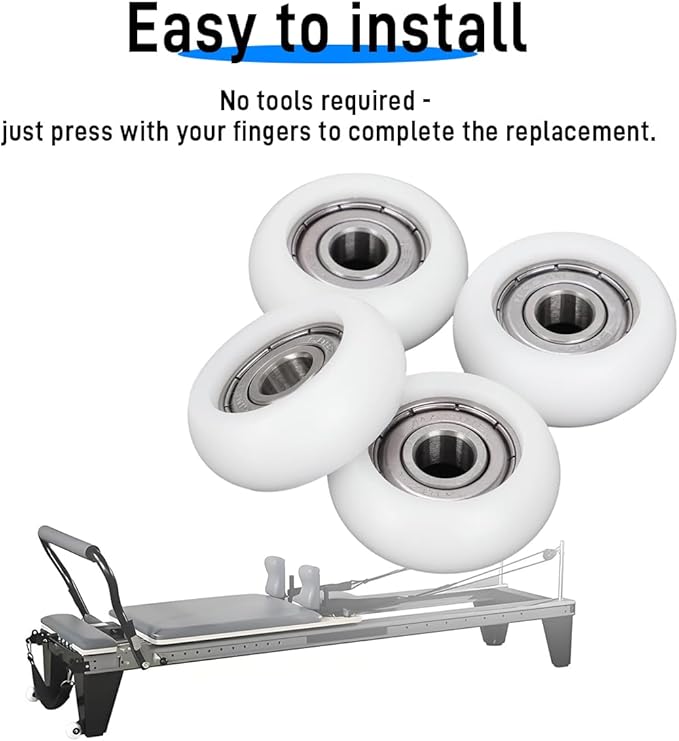 Replacement Roller Wheels For Aero Pilates Reformer Set of 4, Easy to Install, Smooth & Quiet Glide