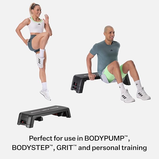 Les Mills™ SMARTSTEP™ Adjustable Dual Purpose Cardio and Strength Step Platform System with Built In Risers