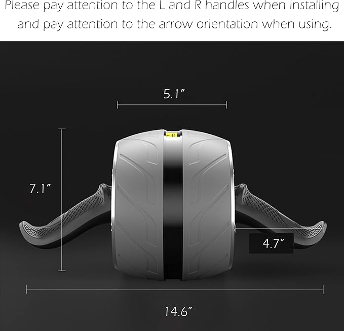 AB Wheel Roller with Resistance Spring, Automatic Rebound Exercise Abdominal Ultra-Wide Wheels Fitness for Gym & Home, Core Work-out Strength-Training Roller with Knee Pad, 14.6"W