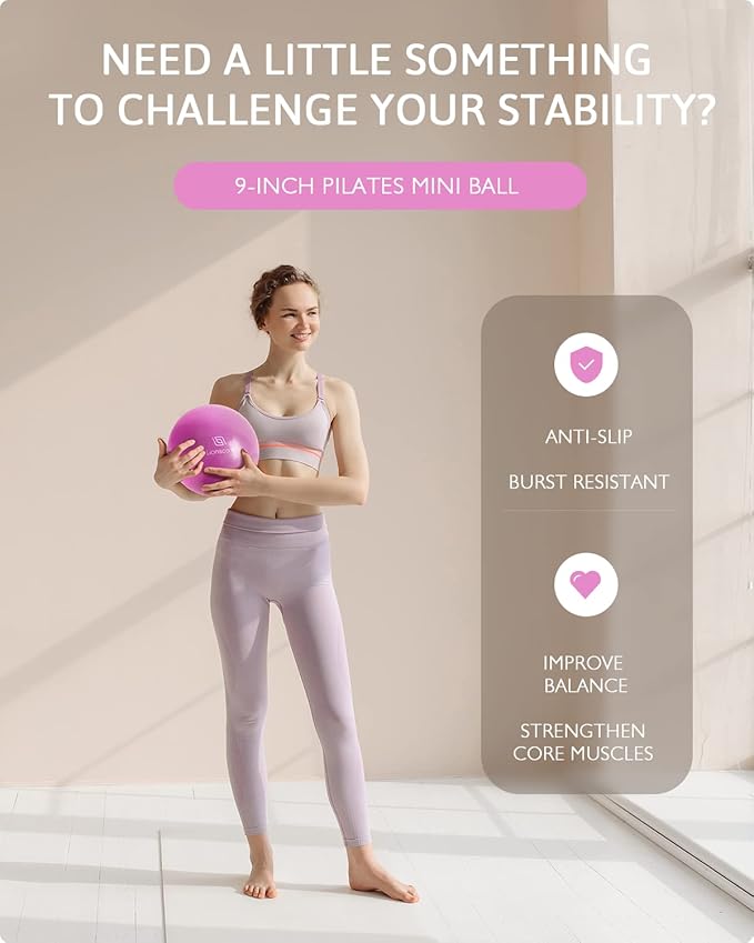 LIONSCOOL Pilates Ring Set – 14" Anti-Deformation Magic Circle with Padded Handles, Mini Ball, Resistance Bands, Guide & Bag