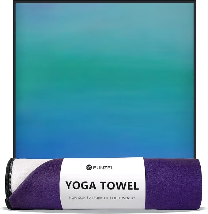 Eunzel Hot Yoga Towel, Non Slip Yoga Mat Towel Sweat Absorbent Printed Yoga Towel with Grip Dots for Hot Yoga, Pilates and Workout 72"x 24", Oceanic Melt