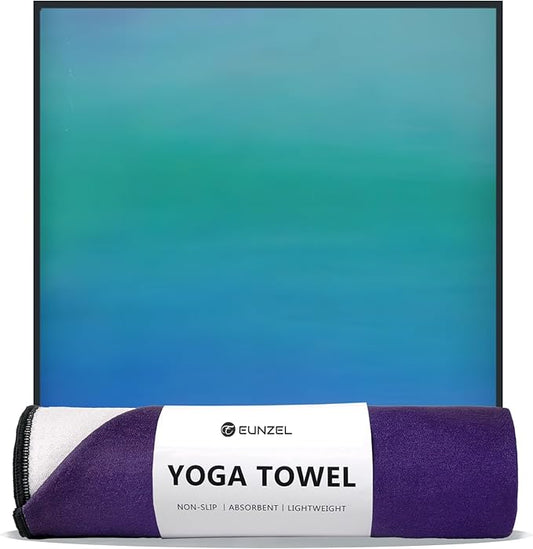 Eunzel Hot Yoga Towel, Non Slip Yoga Mat Towel Sweat Absorbent Printed Yoga Towel with Grip Dots for Hot Yoga, Pilates and Workout 72"x 24", Oceanic Melt