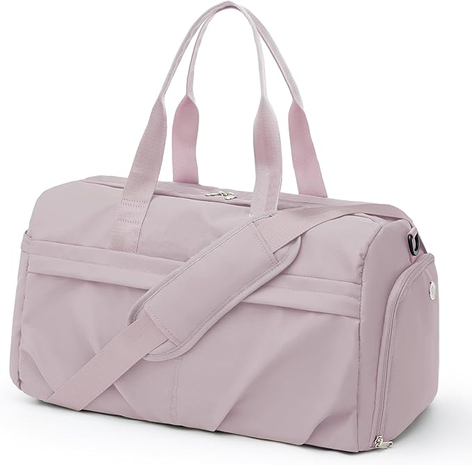 Gym Bag for Women Duffle Bag with Shoe Compartment Yoga Mat Bag Sports Workout Bag Weekend Overnight Bag, Light Pink