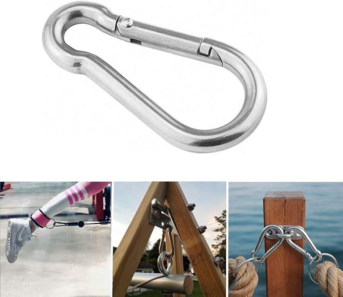 3.1 Inch M8 Steel Spring Snap Hook, Holds to 396lb/180kg (Max) for Gym,Exercise Machine, Heavy Duty Clip Keychainr, Set of 4