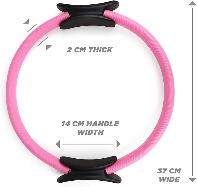 Phoenix Fitness Pilates Ring,Double Handle Exercise Circle Fitness Magic Circle Resistance Ring Dual Grip for Yoga Core Training,15 Inch