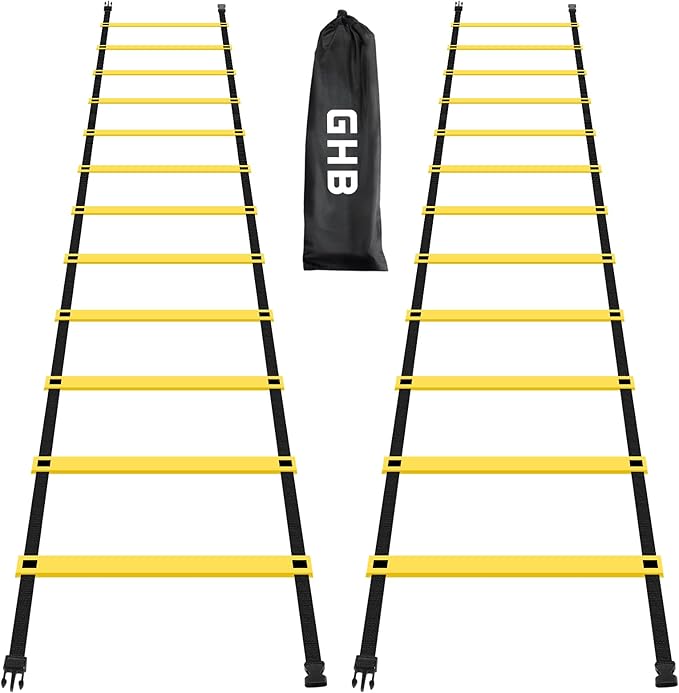 GHB Pro Agility Ladder Agility Training Ladder Speed 12 Rung 20ft with Carrying Bag