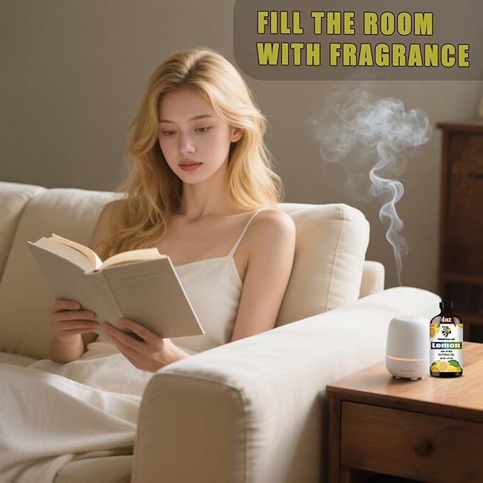 Lemon Essential Oil (4 oz/120 ml) — Lemon Oils for Aromatherapy, diffusers, humidifiers, Home fragrances, DIY Skincare, soap Making, DIY Candle, Relaxation, Yoga, and Meditation