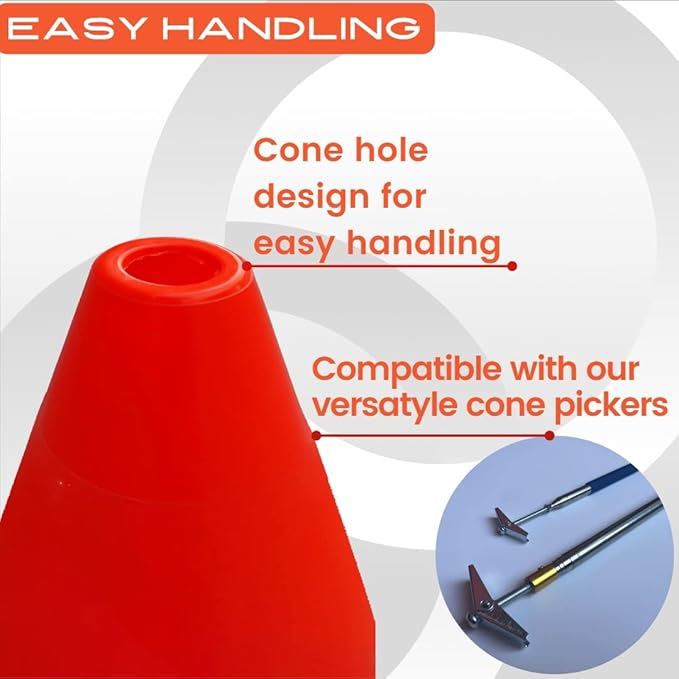 6in/9in/12in/28in Heavy Duty Agility Training Cones for Sports & Kids Coaching, Field Markers for Motorcycle, Bikes, Traffic, Basketball, Soccer Drills, Durable, Multipurpose, Adjustable
