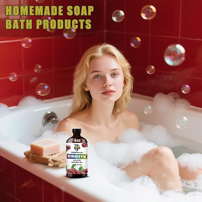 Cherry Essential Oil (4 oz / 120 ml) – Cherry Oils for diffusers, humidifiers, Home Baths, Cleaning Products, Yoga, DIY Soaps and DIY Scented Candles