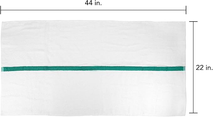 Arkwright White Bath Gym Towel - Case of 60 - Bulk 100% Cotton Soft Quick Dry Sweat Absorbent Hotel Quality Towels for Workout, Bathroom, Spa, Pool, 22 x 44 in, Green