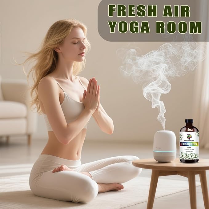 Eucalyptus Essential Oil (4 oz/120 ml) — Eucalyptus Oils for Aromatherapy, diffusers, humidifiers, Home fragrances, DIY Skincare, soap Making, DIY Candle, Relaxation, Yoga, and Meditation