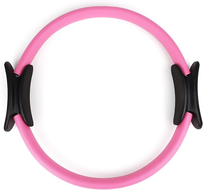 Phoenix Fitness Pilates Ring,Double Handle Exercise Circle Fitness Magic Circle Resistance Ring Dual Grip for Yoga Core Training,15 Inch