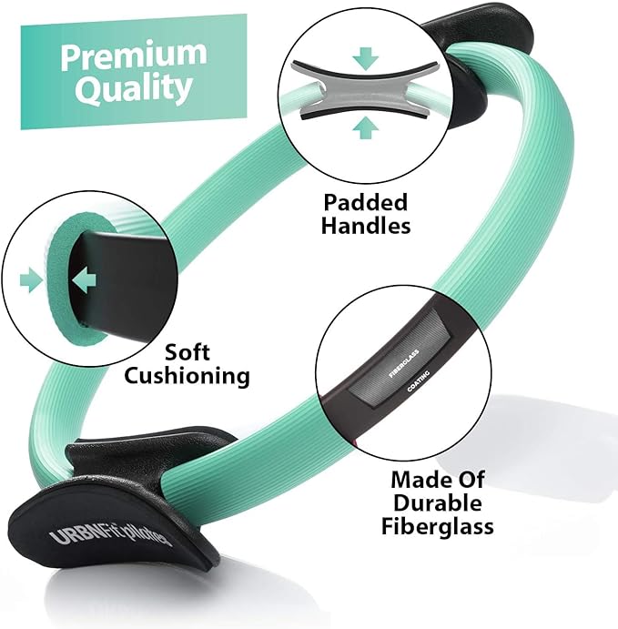 URBNFit Pilates Ring - 12" Magic Circle w/Dual Grip, Foam Pads for Inner Thigh Workout, Toning, Fitness & Pelvic Floor Exercise - Yoga Rings w/Bonus Exercise Guide