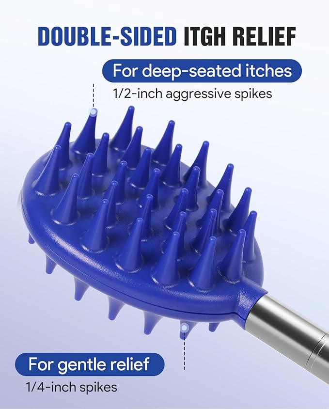 Gelibo Telescoping Back Scratcher with 5Pcs Detachable Heads,Fathers Day Dad Gifts from Wife Daughter Son,Mens Gifts,Husband, Extendable Back Massager Tool with Beautiful Box - Blue