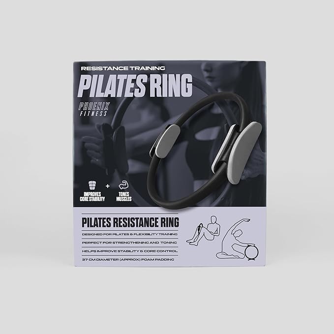 Phoenix Fitness Pilates Ring,Double Handle Exercise Circle Fitness Magic Circle Resistance Ring Dual Grip for Yoga Core Training,15 Inch