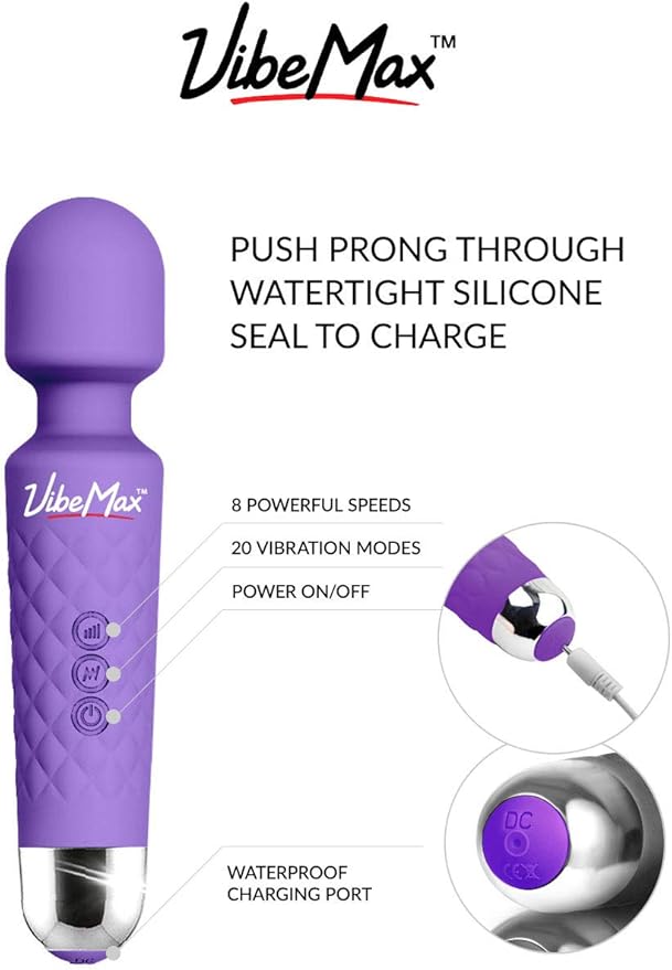 Rechargeable Personal Massager - Powerful Multi Speed Vibration - Whisper Quiet - Waterproof - for Muscle Tension Relief in Neck, Back, Shoulders, Legs and Feet - Purple