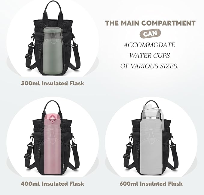 Large Water Bottle Bag for 32/40/42//64oz Water Bottle,Casual Drawstring Crossbody Water Cup Bag