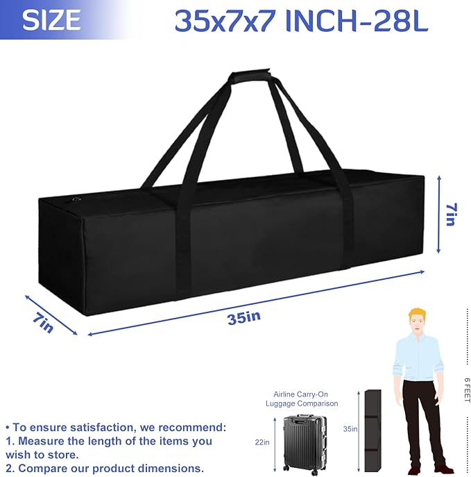 INFANZIA 35inch Sports Duffel Travel Bag, 28L Extra Large Duffel Luggage Bag with Upgrade Zipper, Water Resistant & Foldable Equipment Storage Bag for Fishing Tripod Tent Umbrella