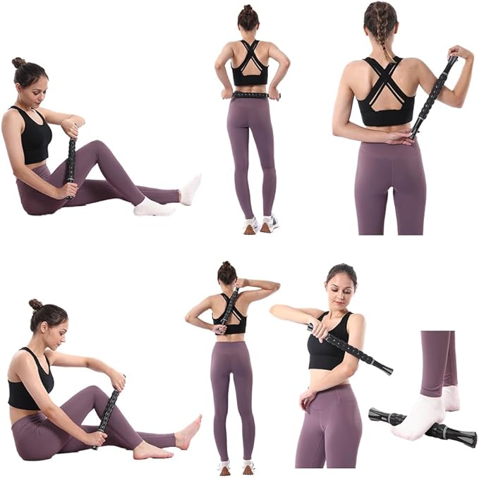 Muscle Roller Stick for Athletes - Deep Tissue Fascia Blaster & Roller Massager for Myofascial Pain Relief - Handheld Physical Therapy & Recovery Tool(Gray black-18 inch)