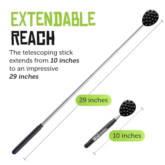 Cactus Scratcher Extendable Big Stick Back Scratcher - Extends 29" Long Double Sided Retractable Scratching Tool for Hand, Neck, Head, and Body - Universal Gift for Family, Pets, and Friends, Black