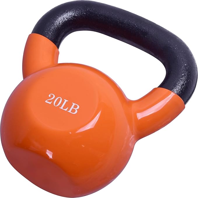 20, 25, 30, 35, 40, 45 Lbs Kettlebell Iron Sand Filled Weights for Women and Men, Orange Kettlebells with Smooth PP Material Surface and Non-slip Handle, Multiple Sizes and Weights